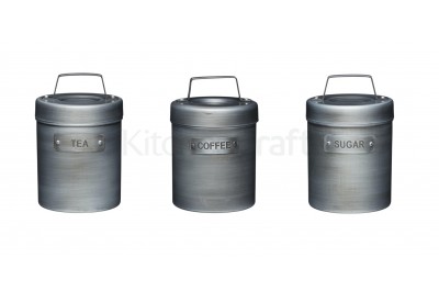 Kitchen Craft Industrial Kitchen Set of 3 Canisters (Tea, Coffee, Sugar)